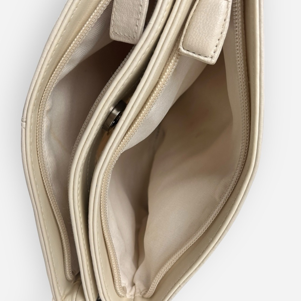 Vintage Coletta Shoulder Bag Clutch Genuine Leather‎ Bone Ivory Strap - Picture 10 of 12